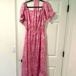 Satin pink maxi dress